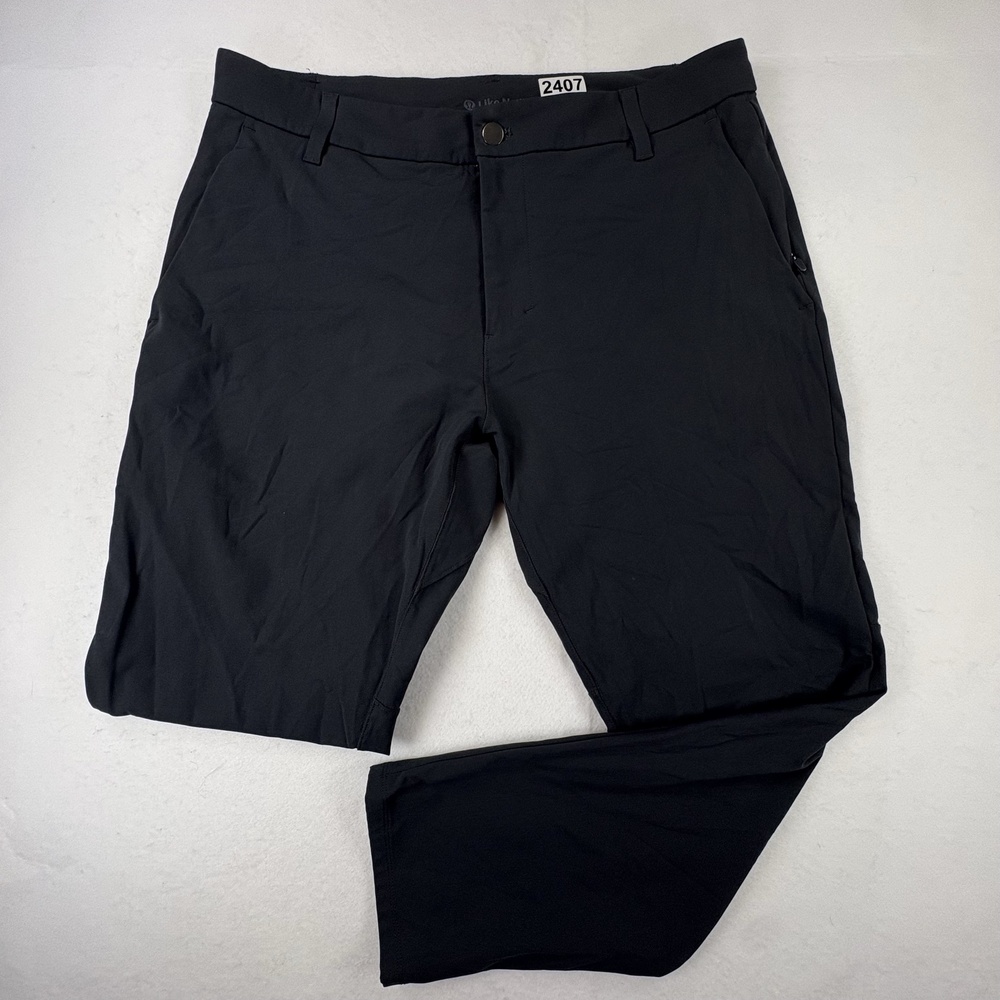 Lululemon Commission Pants Mens 34x28 Black Classic Fit Warpstreme ABC Chino